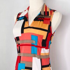 Geometric Abstract Collared Tank Top